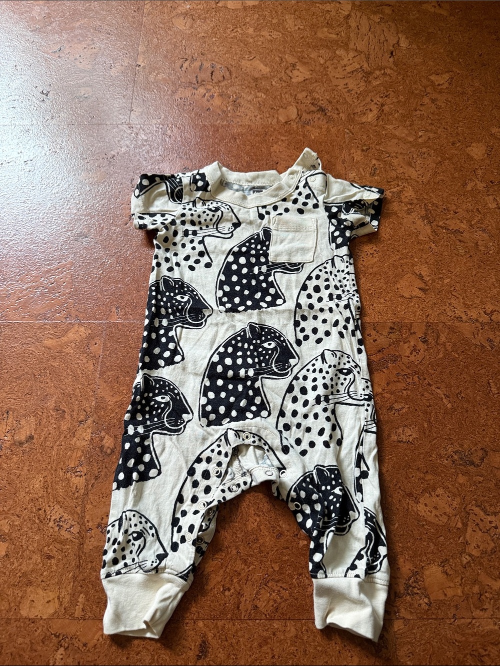 Tea Collection Cream and Black Animal Polka Dot One-Piece Bodysuit